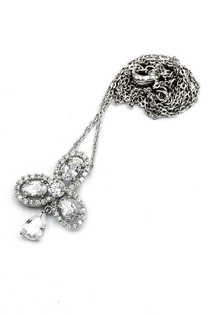 sparkling clover pendant crystal necklace