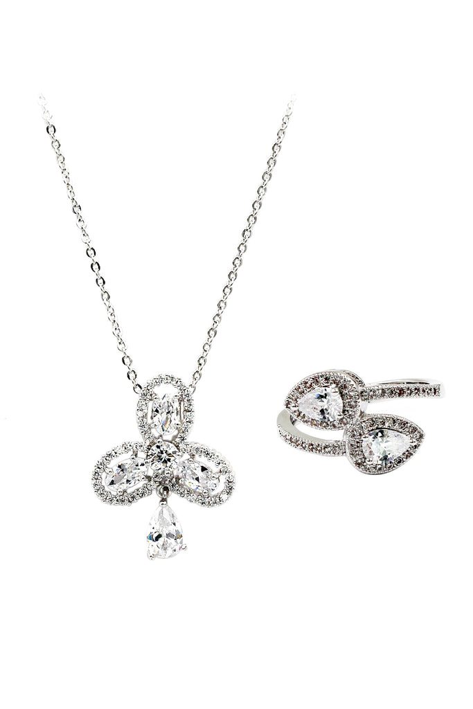 clover crystal ring necklace set