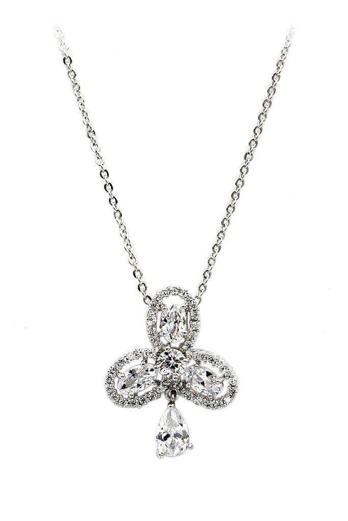silver leaf crystal earrings necklace set