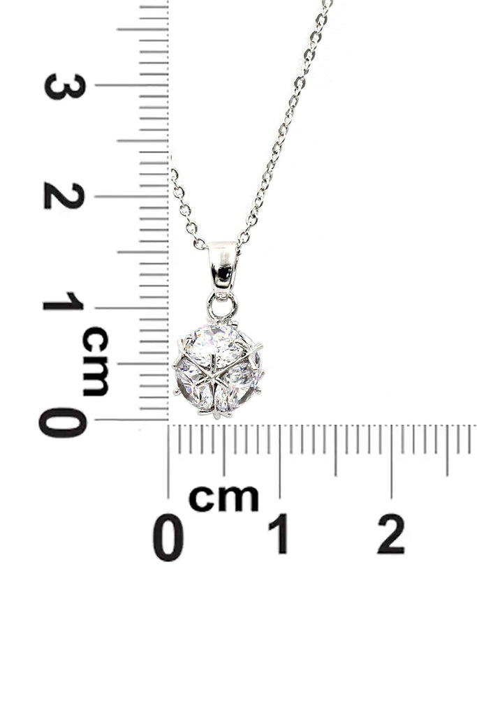 silver mini crystal ball necklace