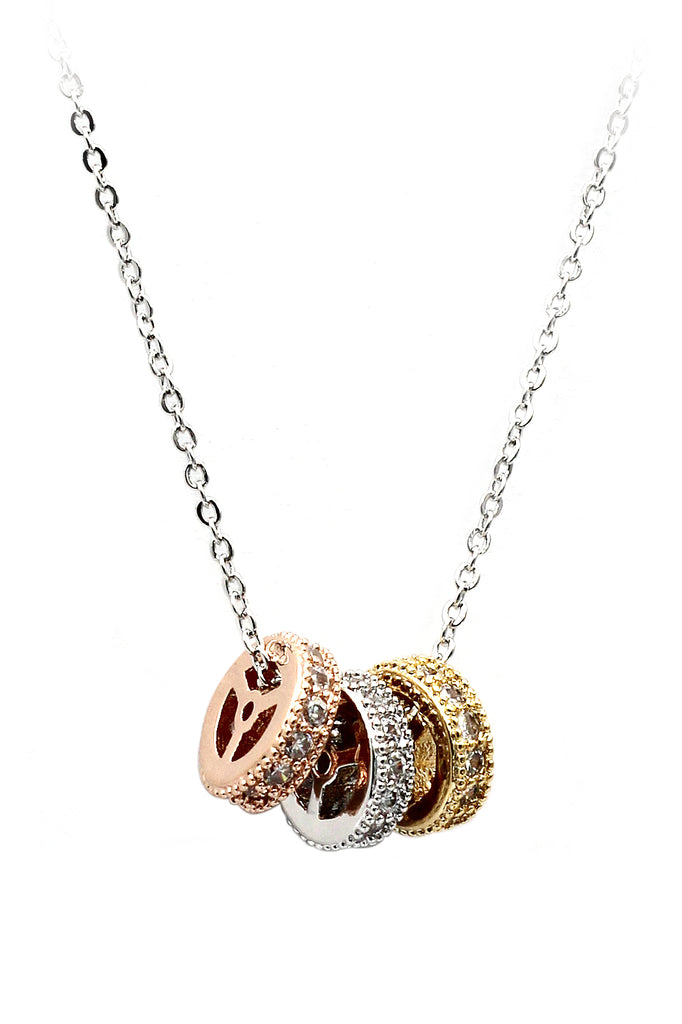 small wheel crystal necklace