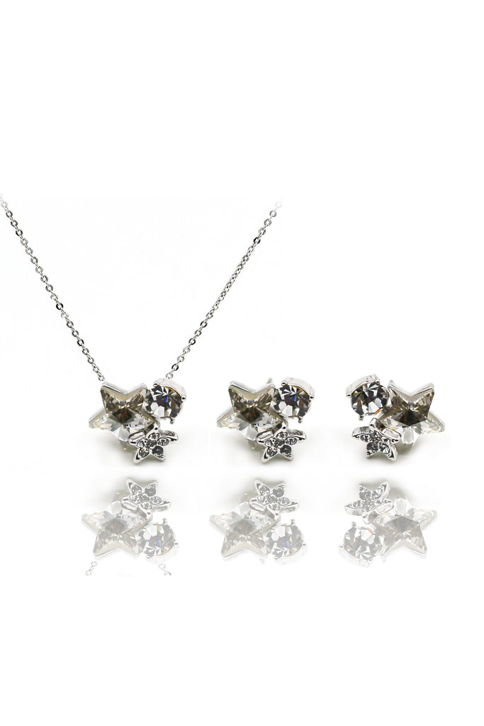 lovely cute star crystal earrings necklace set