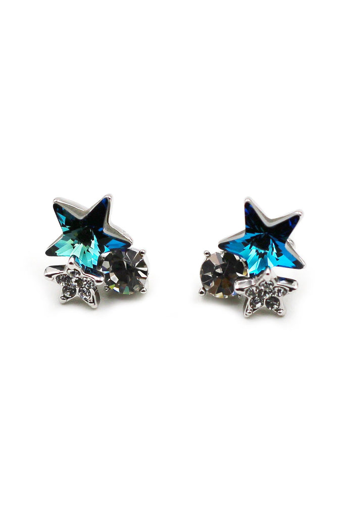blue star crystal ring earring set
