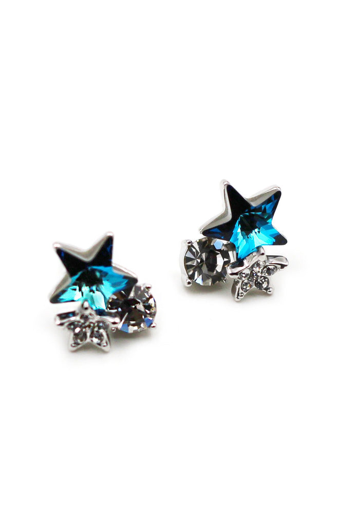 blue star crystal ring earring set
