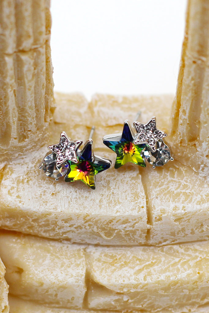 lovely cute star crystal earrings