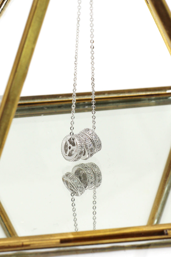 small wheel crystal necklace