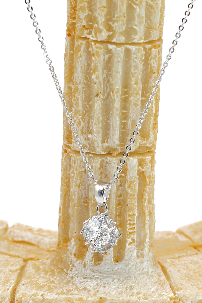 silver mini crystal ball necklace