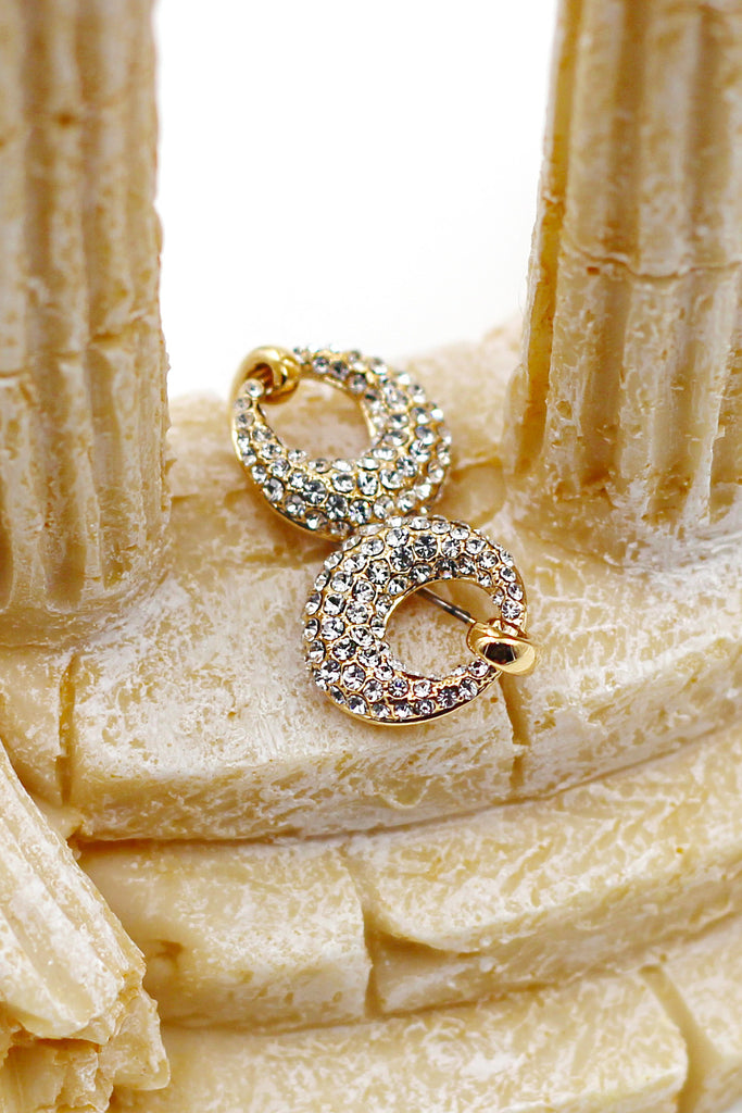 noble golden crystal necklace earrings set
