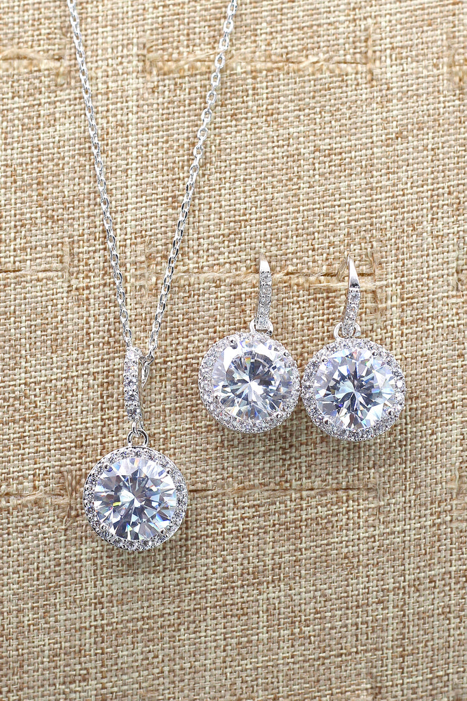 shiny small pendant clavicle chain earrings set
