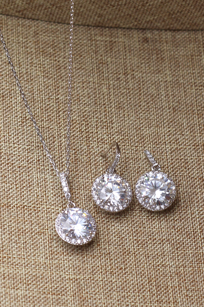 shiny small pendant clavicle chain earrings set