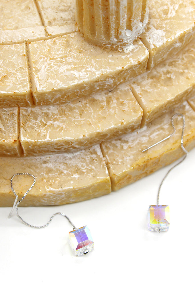 swarovski square crystal earrings