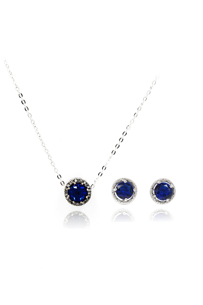 fashion silver red crystal earrings necklace set