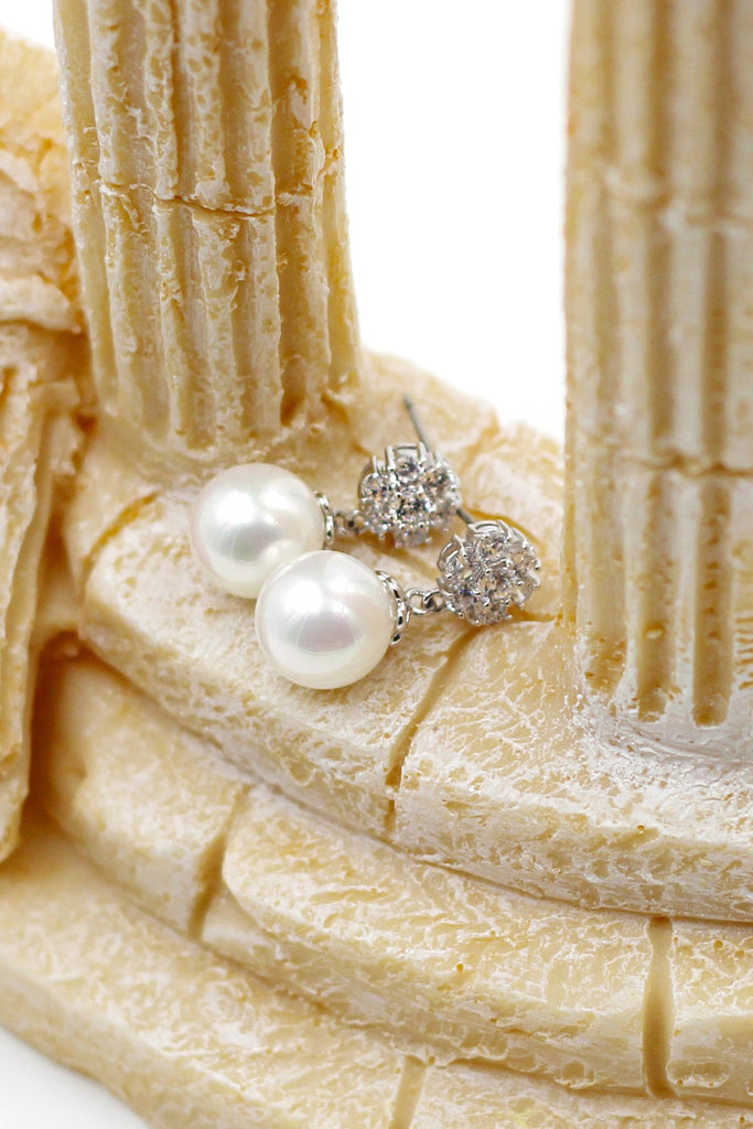 simple crystal pearl earrings necklace set