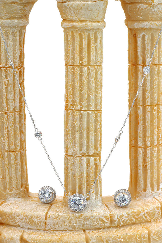 simple small pendant clavicle chain earrings set