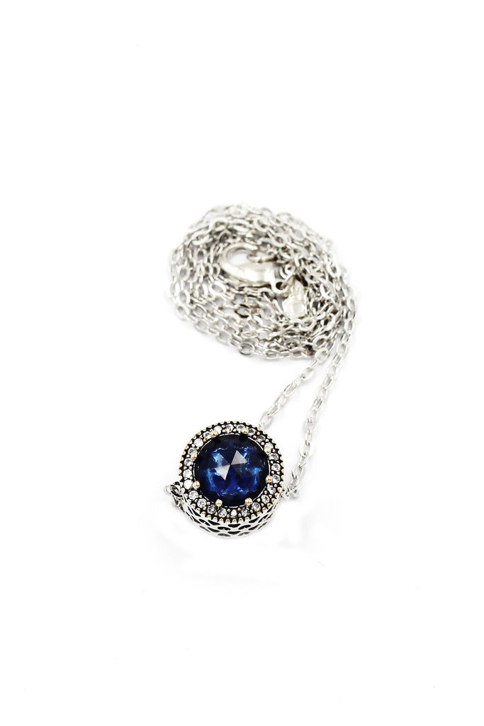 fashion blue crystal ring necklace set