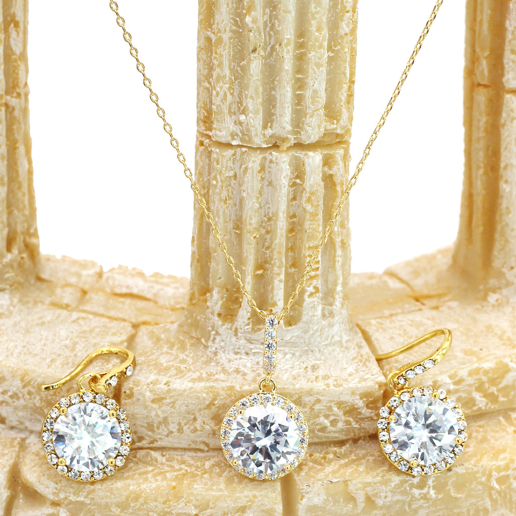 shiny small pendant clavicle chain earrings set