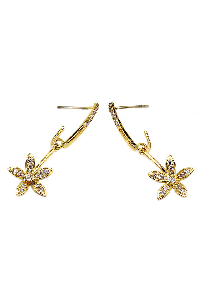 pretty flower pendant crystal earrings