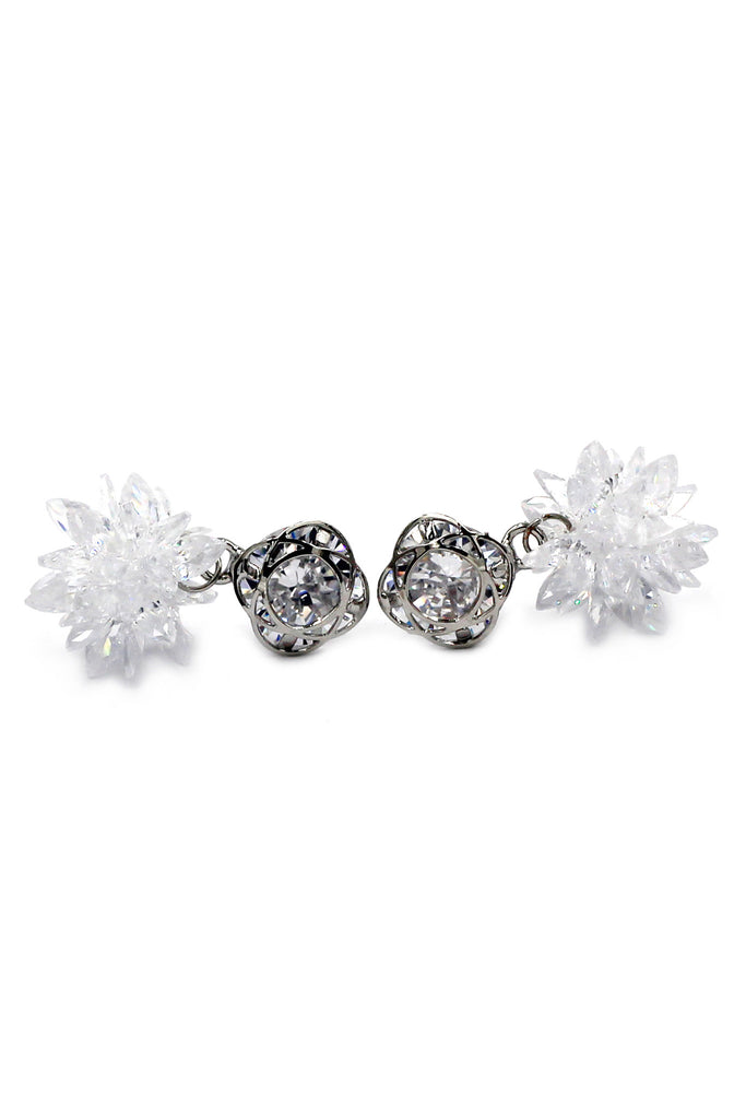 glittering translucent snowflake crystal earrings