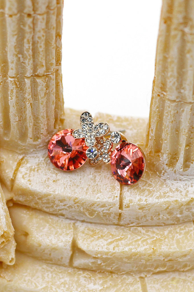 Lovely Flower Crystal Earrings Ring Set