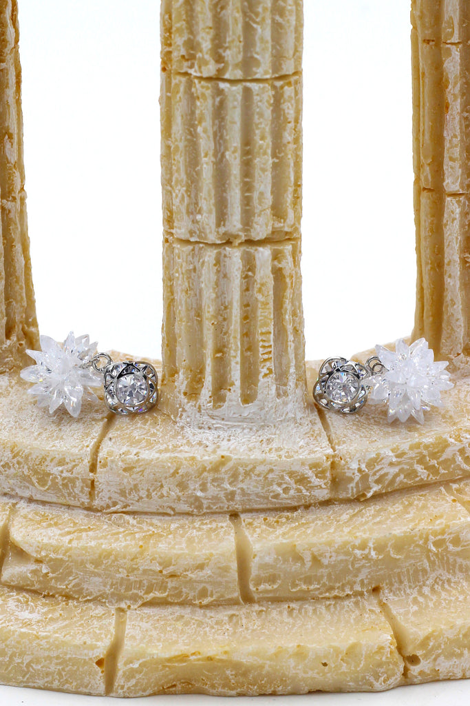 glittering translucent snowflake crystal earrings