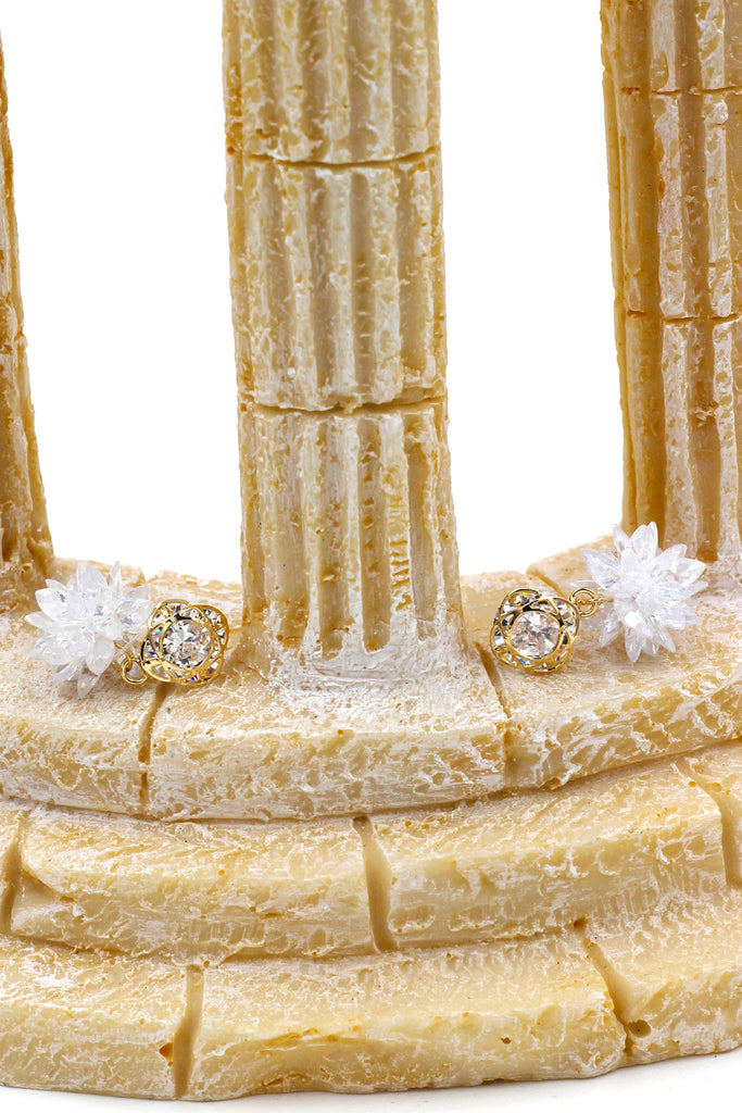 glittering translucent snowflake crystal earrings