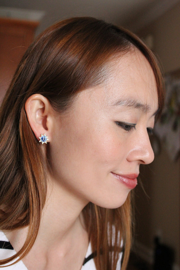 Fashion colorful crystal pink necklace earrings set