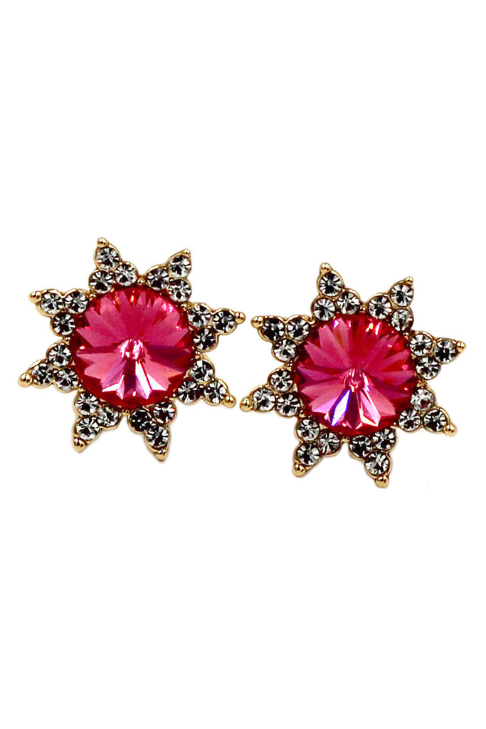 Fashion colorful crystal pink necklace earrings set