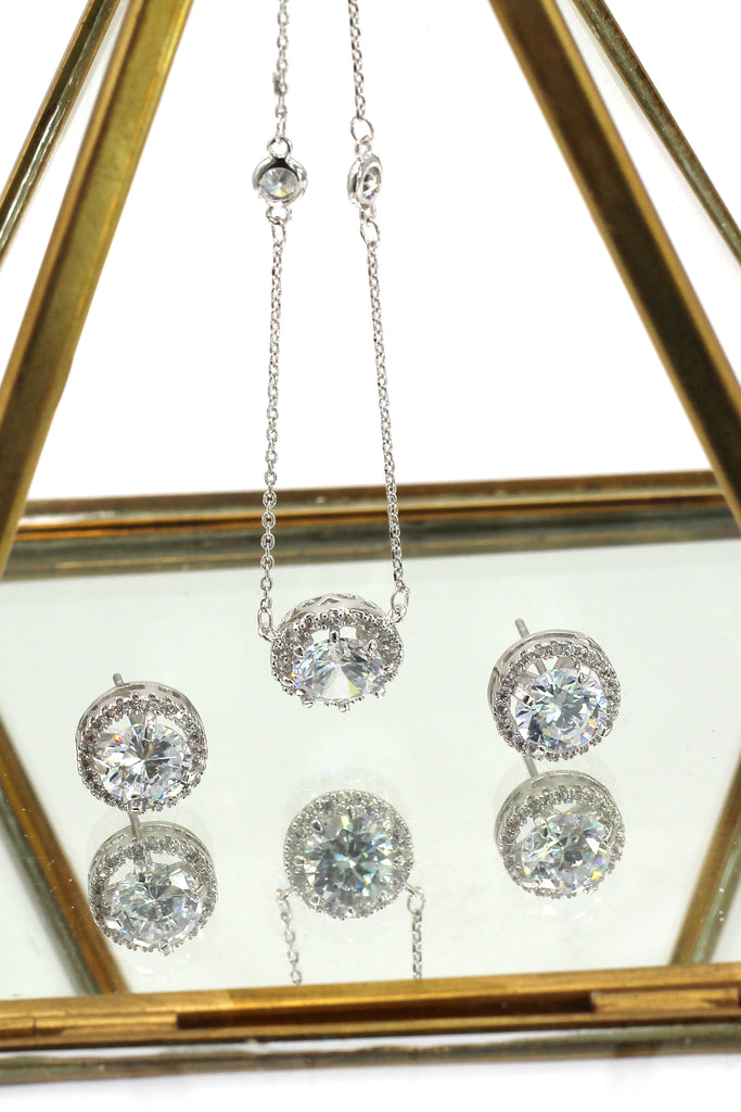 simple small pendant clavicle chain earrings set