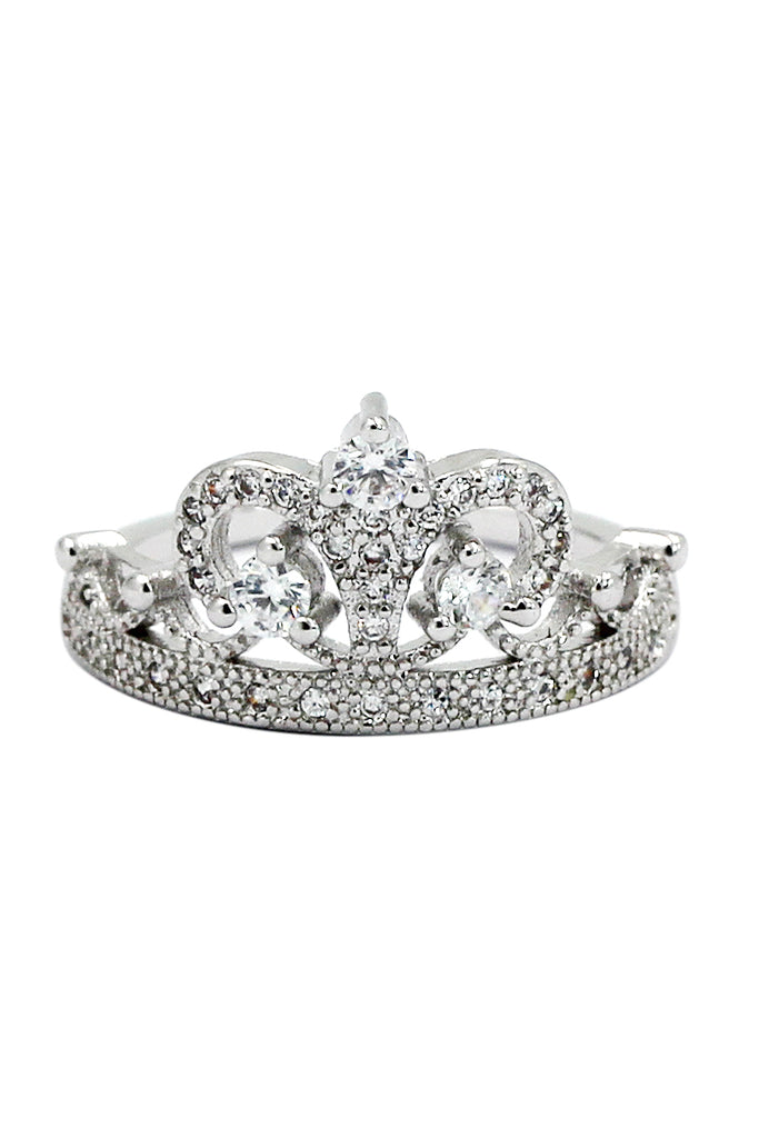 Silver Crystal Crown Ring