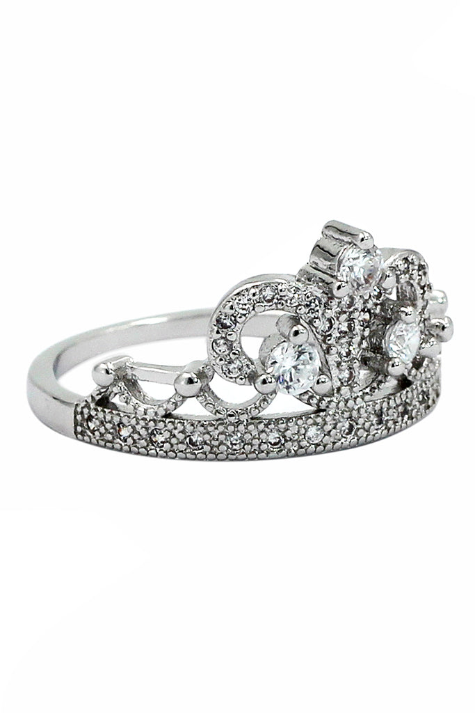 Silver Crystal Crown Ring