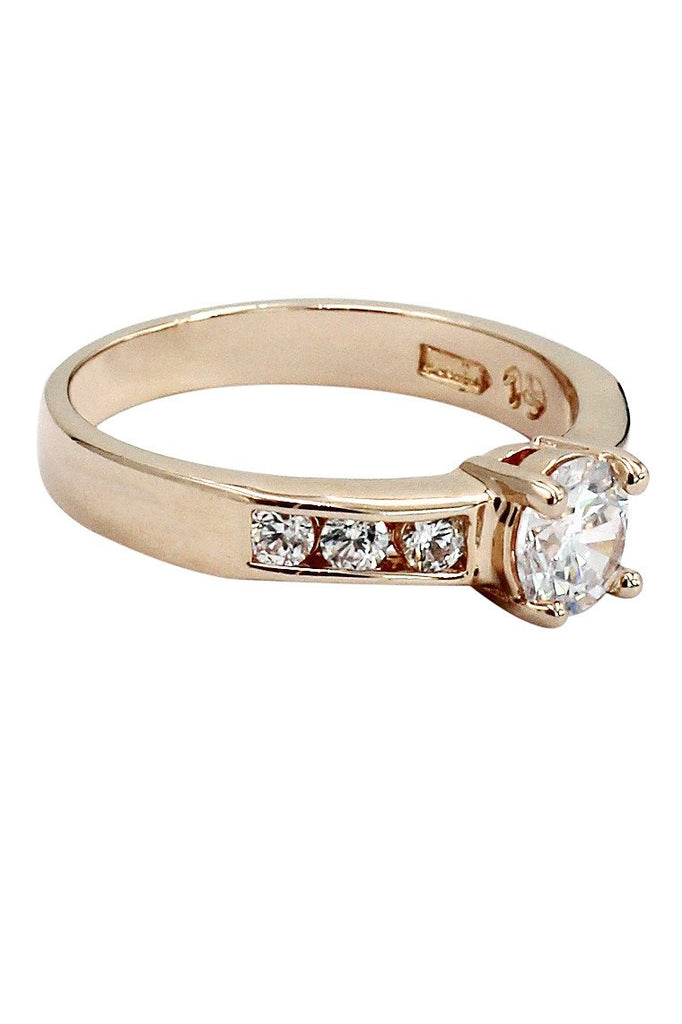 simple inlay crystal ring