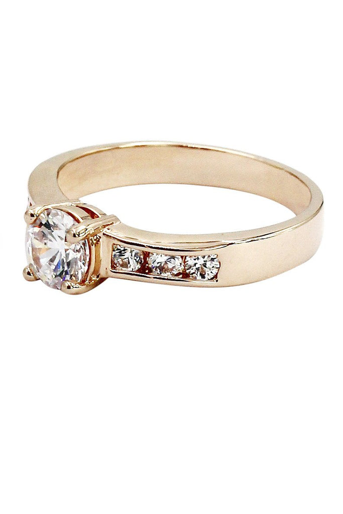 simple inlay crystal ring