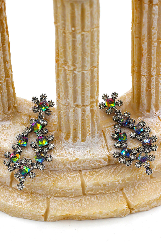 sparkling crystal silver earrings