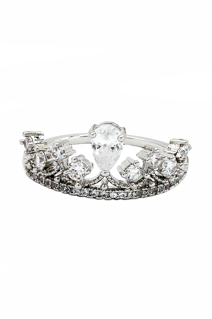 fashion laurel crown crystal ring