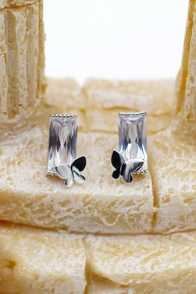 butterfly crystal earrings ring set
