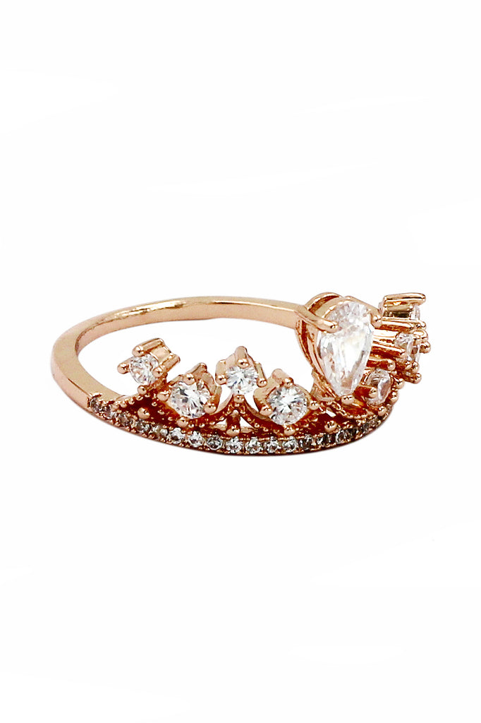 fashion laurel crown crystal ring