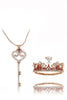 Lovely small crystal heart-shaped key necklace set