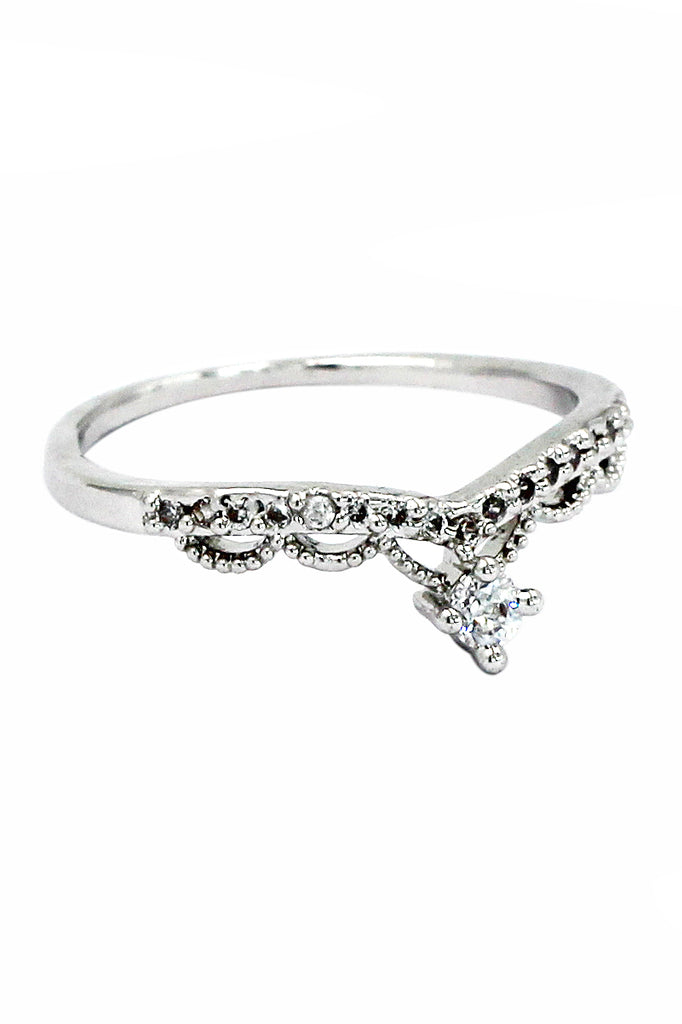 simple Crystal Micro Inlay Ring