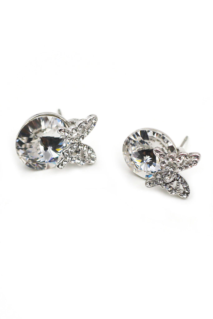 Silver Butterfly Crystal Earrings