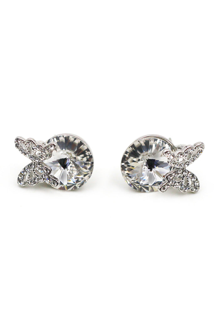 Silver Butterfly Crystal Earrings