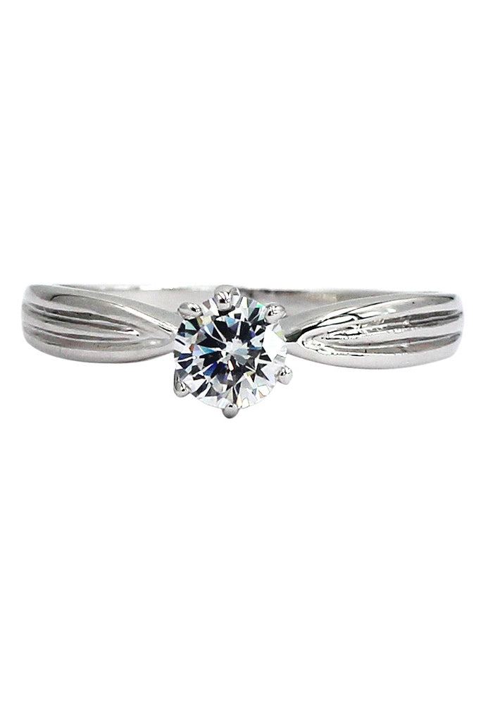 single small crystal silver ring