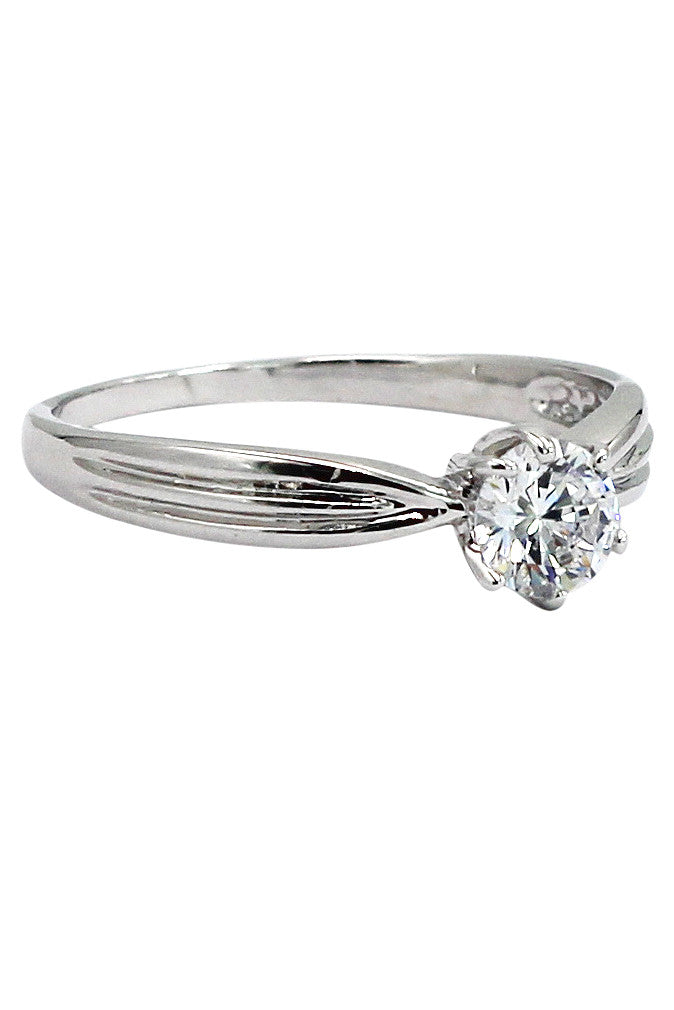 single small crystal silver ring