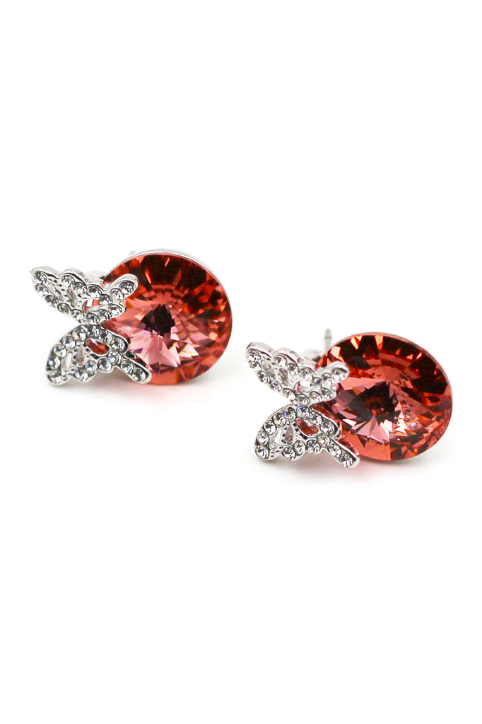 Silver Butterfly Crystal Earrings