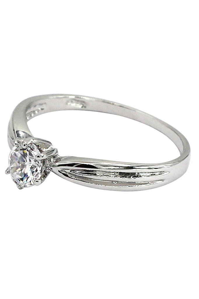 single small crystal silver ring