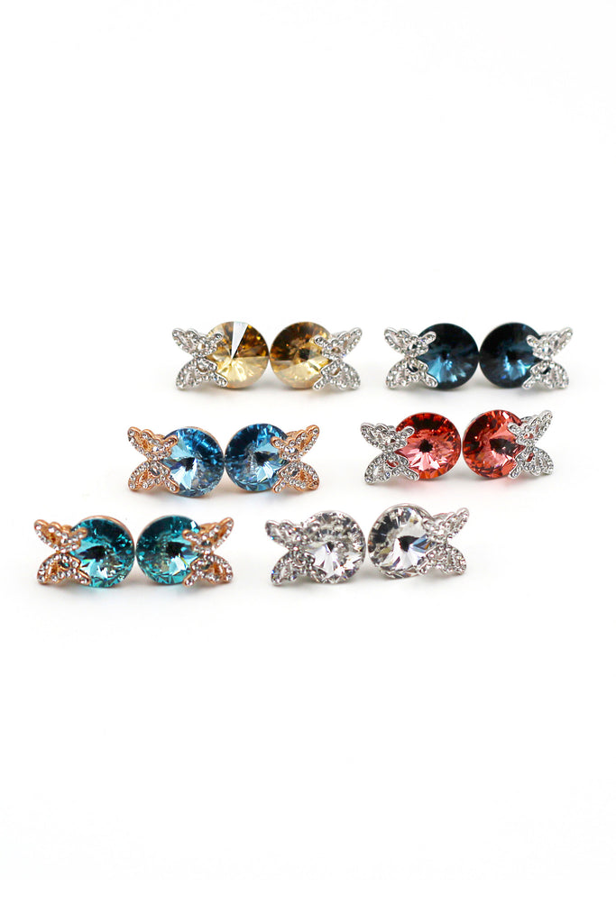 Silver Butterfly Crystal Earrings