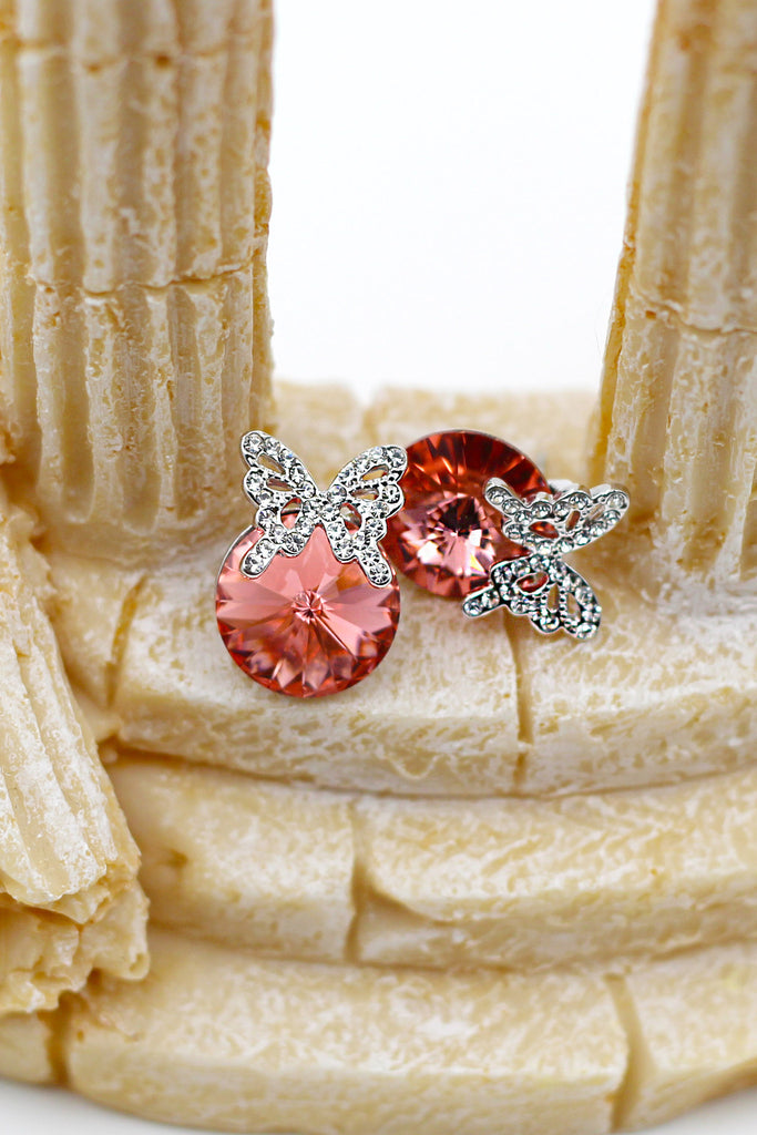 Silver Butterfly Crystal Earrings