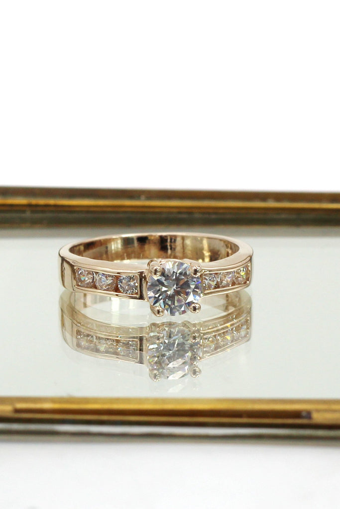 simple inlay crystal ring