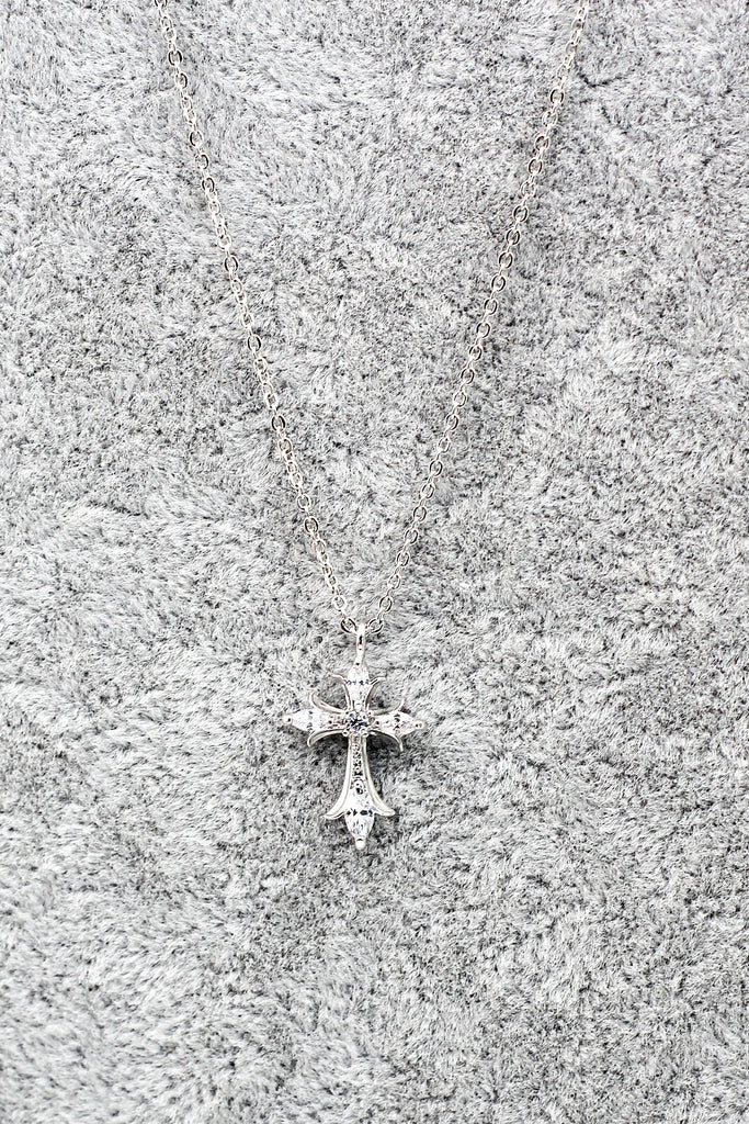 classic cross crystal earrings necklace set