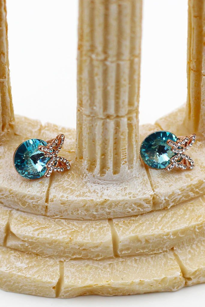 Silver Butterfly Crystal Earrings