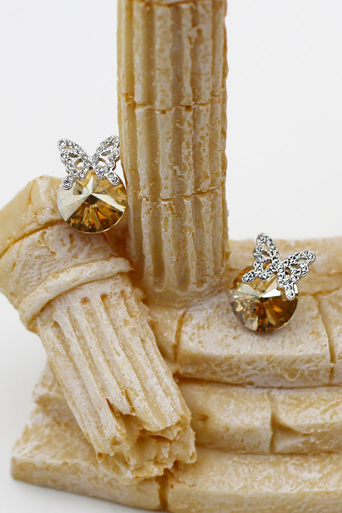 Silver Butterfly Crystal Earrings